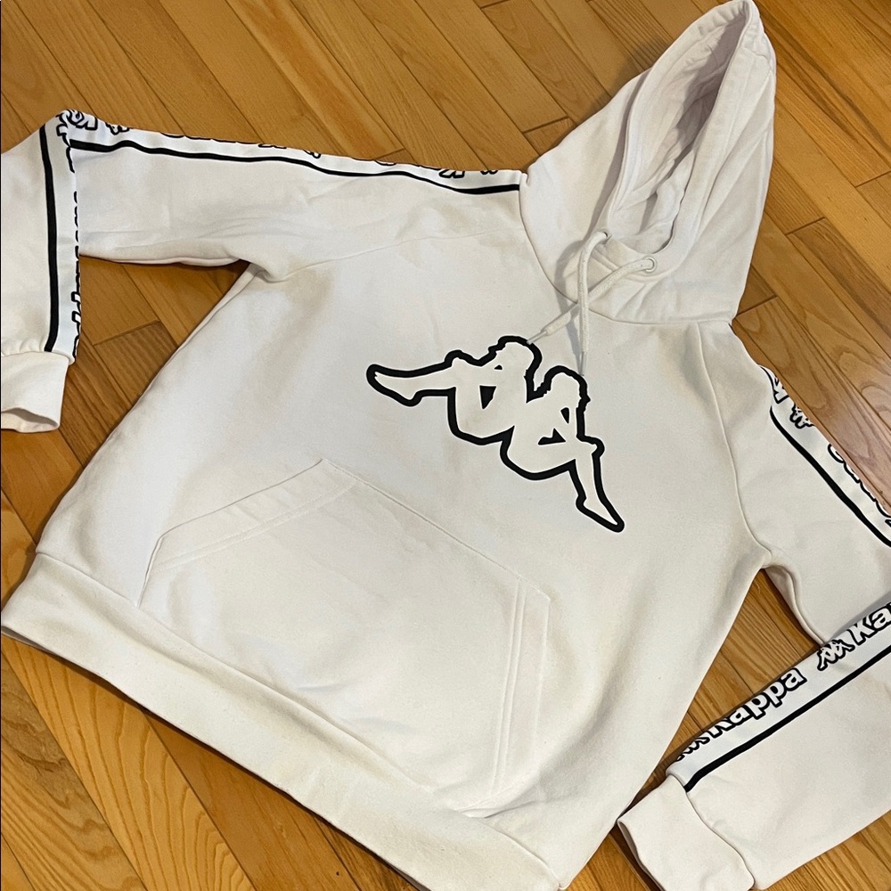 Kappa White Hoodie with Black Logo Accents